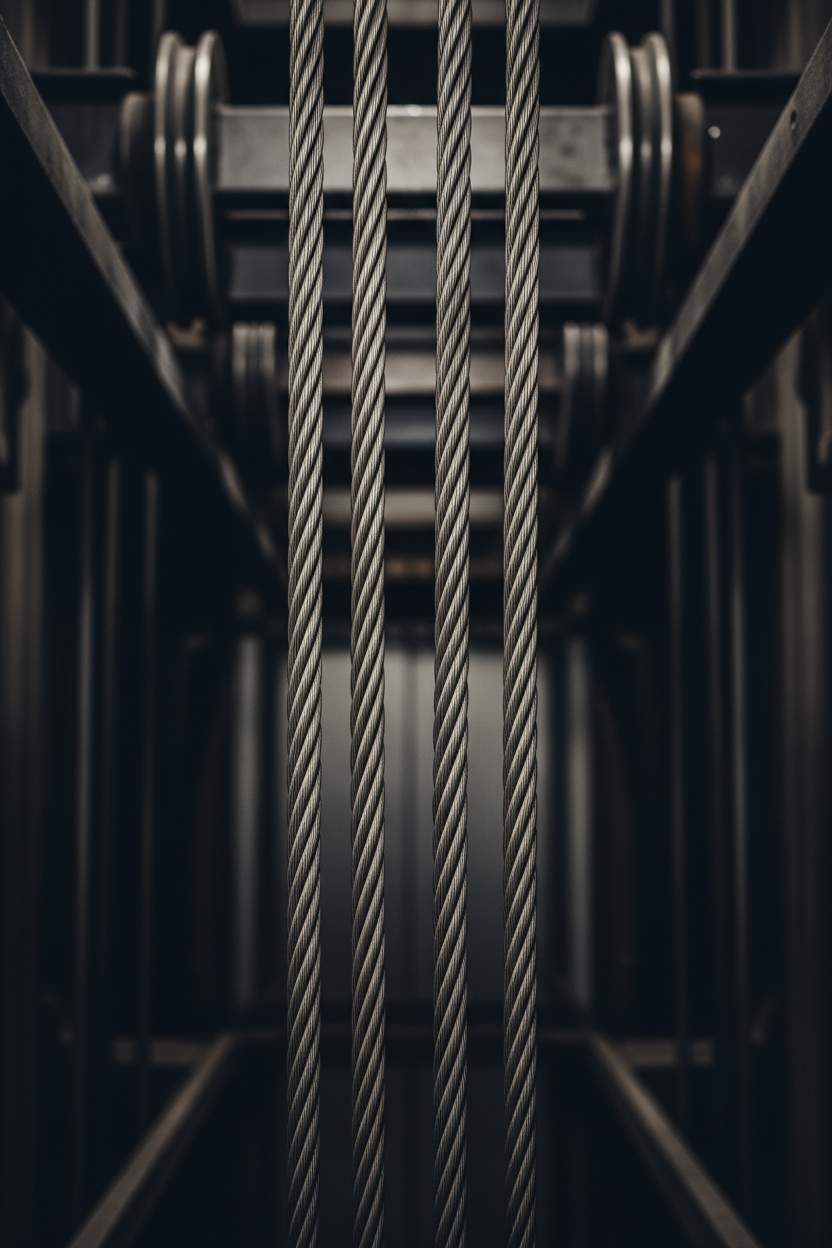 Close-up of a cable on a pulley system